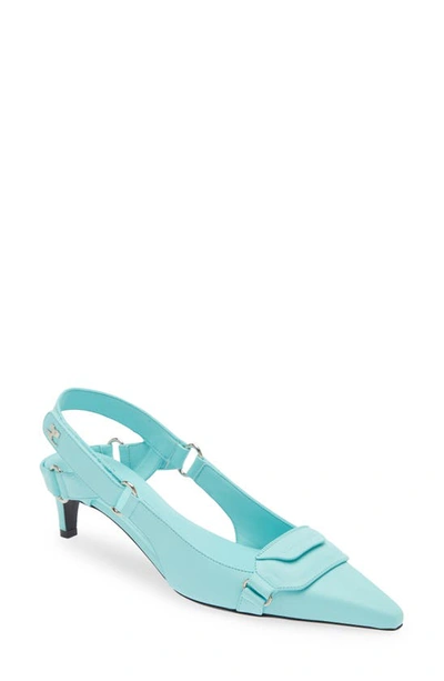 Courrèges Racer Leather Slingback Pump In Light Blue
