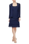 Sl Fashions Petite Long Sleeve Two-piece Jacket Dress In Sap