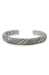 Samuel B. 18k Yellow Gold & Sterling Silver Filigree Design Bangle In Silver/ Gold