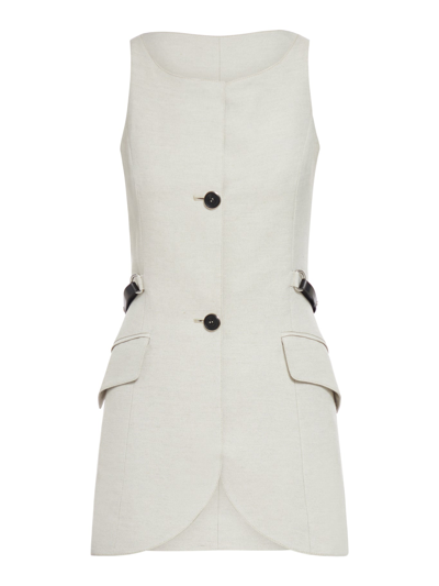 Durazzi Milano Button-fastening Sleeveless Waistcoat In Nude & Neutrals