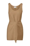 Anemos The D.k. Mini Dress In Linen Cupro In Sandstone