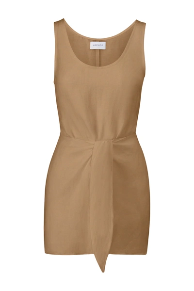 Anemos The D.k. Mini Dress In Linen Cupro In Sandstone