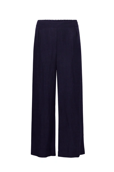 Anemos The Keaton Wide Leg Pant In Linen Cupro In Navy
