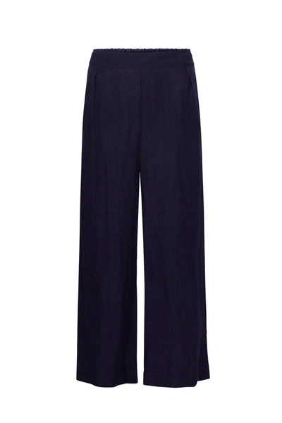 Anemos The Keaton Wide Leg Trouser In Linen Cupro In Navy