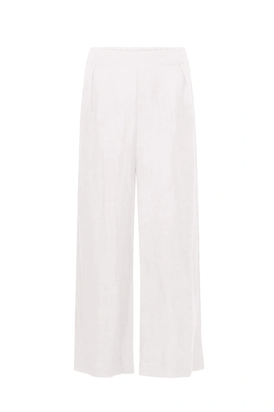 Anemos The Keaton Wide Leg Trouser In Linen Cupro In White