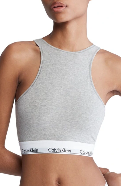 Calvin Klein Modern Cotton Blend Bralette In Grey Heather