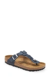 Birkenstock Gizeh Braided In Dusty Blue In Navy