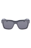 Ferragamo 56mm Polarized Rectangular Sunglasses In Metallic Grey