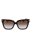 Ferragamo 57mm Polarized Rectangular Sunglasses In Dark Tortoise
