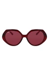 Ferragamo 58mm Polarized Modified Oval Sunglasses In Transparent Burgundy