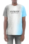 Hvman Ombré Stripe Cotton Logo Graphic Tee In Indigo Bunting Tye Dye