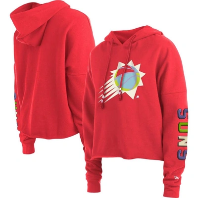 NEW ERA NEW ERA RED PHOENIX SUNS COLOR PACK CROPPED TOP PULLOVER HOODIE