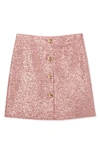 St John Sequin Bonded Knit Button-front Mini Skirt In Pink Multi