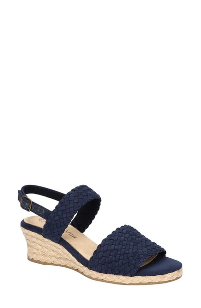 Bella Vita Extra Wide Width Mariella Espadrille Wedge Sandal In Blue