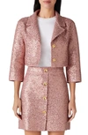 St John Bonded Sequin Knit Short Jacket In Pink Multi
