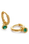 Monica Vinader Mini Onyx Huggie Earrings In 18ct Gold Vermeil/ Ss