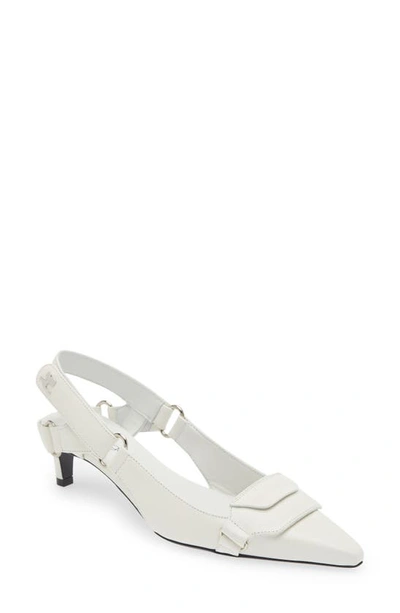 Courrèges Racer Leather Pumps In 0001 Heritage White