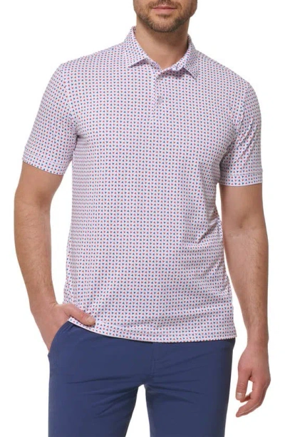 Mizzen + Main Versa Geo Print Performance Golf Polo In Hibiscus Geo Print