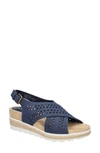 Bella Vita Cosette Womens Faux Leather Criss-cross Wedge Sandals In Navy