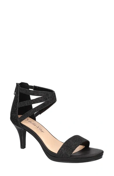 Bella Vita Evrly Womens Glitter Manmade Heels In Black Glitter Fabric