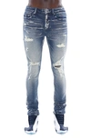 Cult Of Individuality Punk Super Skinny Jeans In Blue Streak In Blue Streak