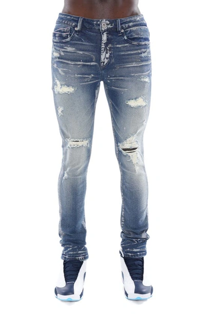 Cult Of Individuality Punk Super Skinny Jeans In Blue Streak