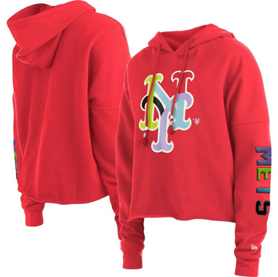 New Era Red New York Mets Fashion High Hip Pullover Hoodie