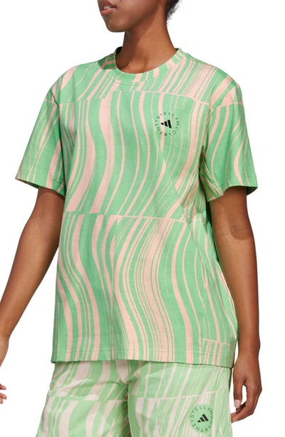 Adidas By Stella Mccartney Asmc Truecasuals Graphic T-shirt In Green,pink