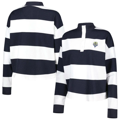 Antigua White Seattle Sounders Fc Radical Rugby Stripe Long Sleeve T-shirt