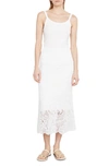 Vince Floral Lace Midi Skirt In Optic White