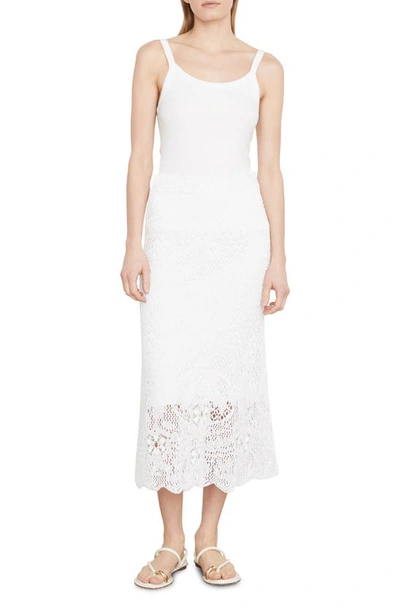 Vince Floral Lace Midi Skirt In Optic White