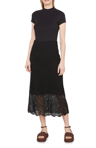 Vince Cutwork Lace Skirt In Black