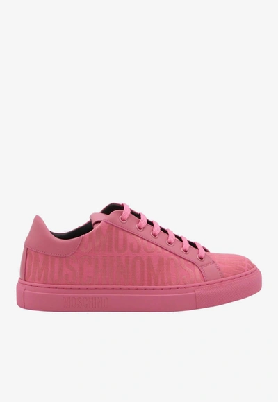 Moschino All-over Logo Low-top Trainers In Pink