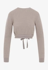 PATOU CABLE-KNIT CROPPED SWEATER IN WOOL AND CASHMERE,KN1238041-106P PARCHMENT