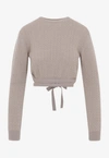 Patou Cable-knit Cropped Sweater In Wool And Cashmere In Nude