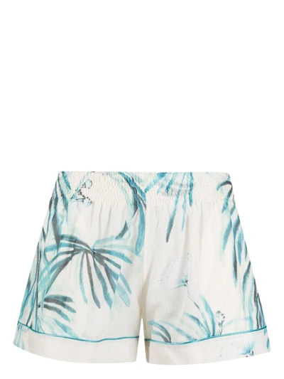 F.r.s . F.r.s. Printed Drawstring Cotton Shorts In White