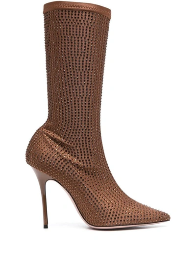 Gedebe Logan 115mm Crystal-embellished Boots In Brown