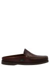 Paraboot Leather Mule Contrast Stitching In Brown