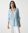 Michael Stars Toni Gauze Button Down Shirt In Harbor