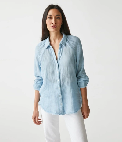 Michael Stars Toni Gauze Button Down Shirt In Harbor