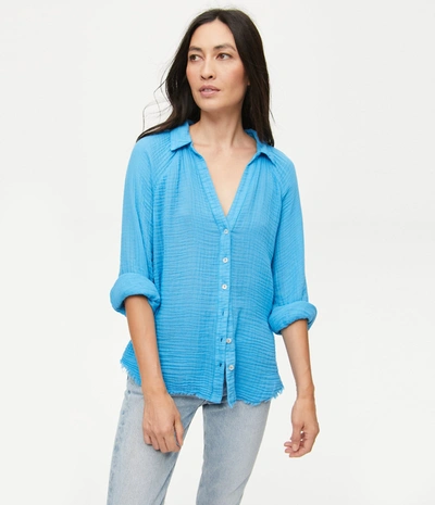 Michael Stars Toni Gauze Button Down Shirt In Capri