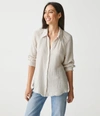 Michael Stars Toni Gauze Button Down Shirt In Cement
