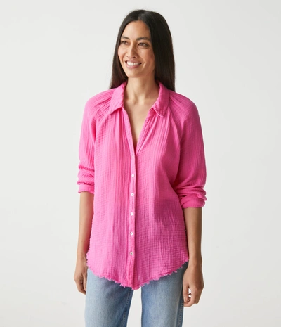 Michael Stars Toni Gauze Button Down Shirt In Azalea