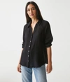 Michael Stars Toni Gauze Button Down Shirt In Black