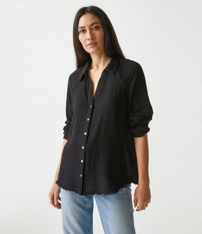 Michael Stars Toni Gauze Button Down Shirt In Black