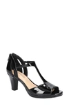 Easy Street Flash Womens Patent Peep Toe Heel Sandals In Black Patent