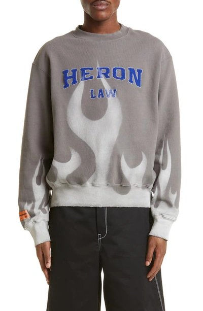 Heron Preston Heron Law Flames Graphic Sweatshirt In Grey