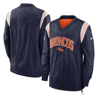 Nike Navy Denver Broncos Sideline Athletic Stack V-neck Pullover Windshirt