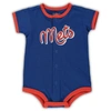 Outerstuff Newborn And Infant Boys And Girls Royal New York Mets Stripe Power Hitter Romper In Blue