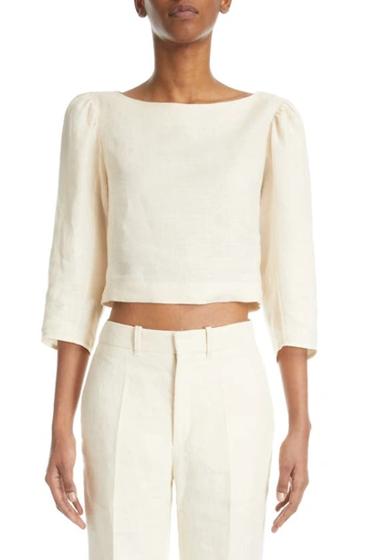 Chloé Linen Long-sleeve Top In White
